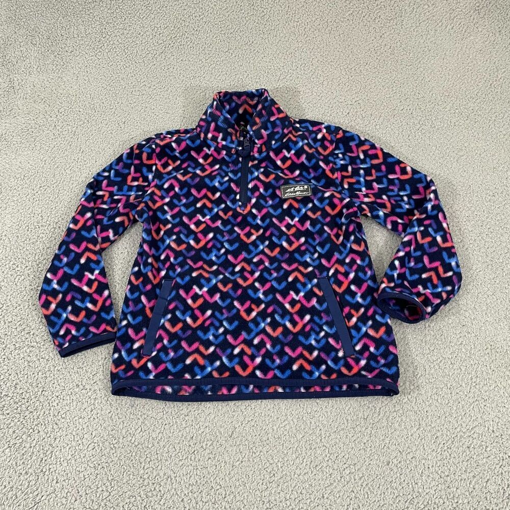 Eddie Bauer 1/4 Zip Fleece Girls S(7/8) Blue Pullover Sweashirt